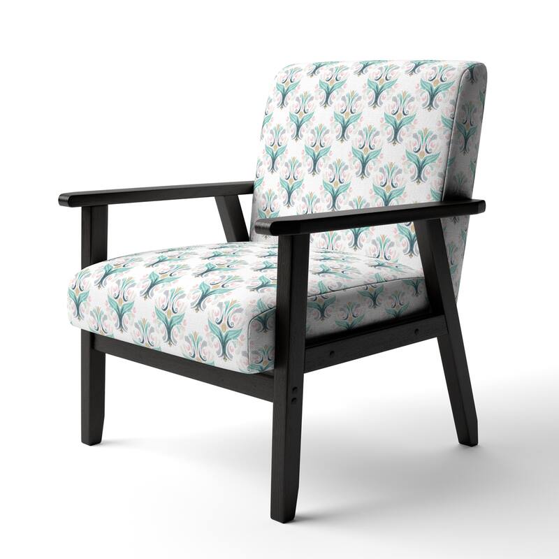 Designart "Green Damask" Upholstered Patterned Accent Chair and Arm